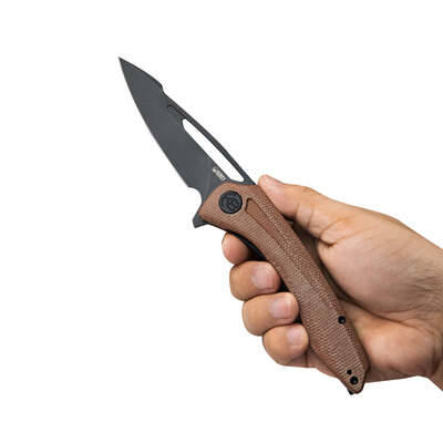 Kubey Merced Folding Knife Brown Micarta Handle KU345E - KNIFESTOCK