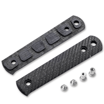 Böker Manufaktur Solingen BFF Packlite Handle Scales Linen Micarta Black &amp; White - KNIFESTOCK