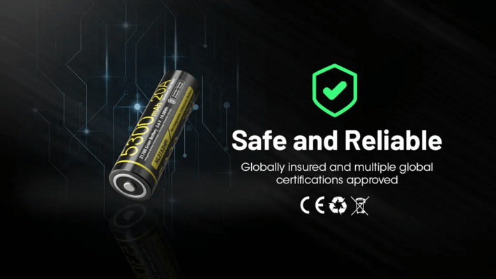 Nitecore ladattava Li-Ion 21700 tyyppi 5300mAh 3,6V akku NL2153HPi(5300mAh) - KNIFESTOCK