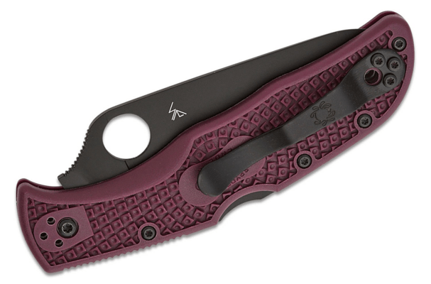 Spyderco C243BGBKP SP ENDELA BURGUNDY LIGHTWEIGHT CTS-PD#1 BLACK BLADE PLAINEDGE - KNIFESTOCK