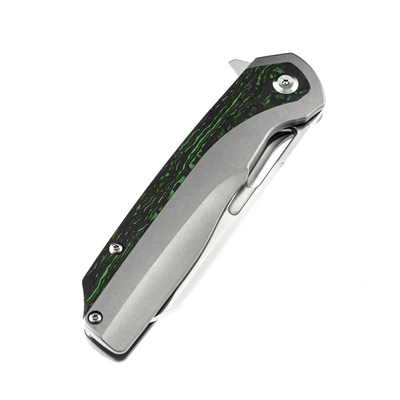 KANSEPT Shard(Left-handed) Satin CPM-S35VN 0.14" / 3.5mm Stonewashed Titanium + Fatcarbon K1006L6 - KNIFESTOCK