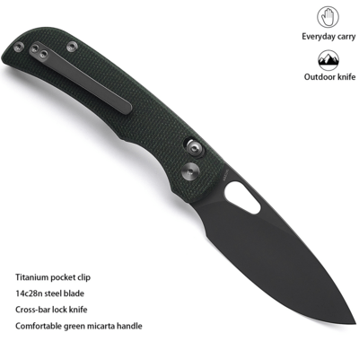 Miguron Moyarl 14c28n blade,Cross-bar lock Micarta handle, MGR-806AGN - KNIFESTOCK