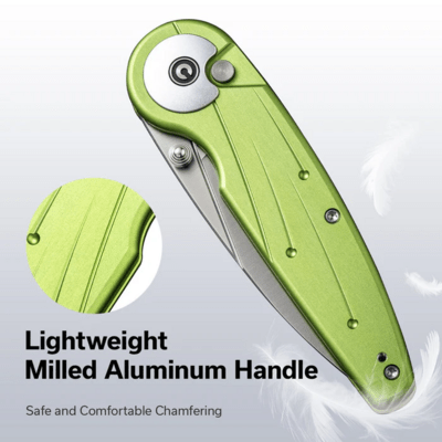 Civivi Starflare Lime Green Aluminum HandleSatin Finished Nitro-V BladeButton Lock C23052-3 - KNIFESTOCK