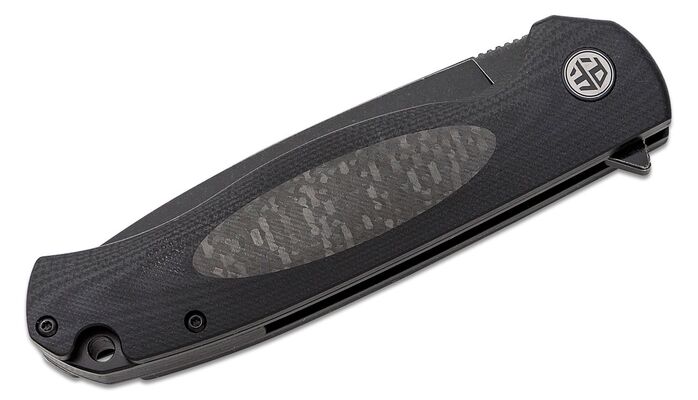 Petrified Fish PFB03 Stamp Black Stonewashed D2 Carbon Fiber With Black G10 PFB03DDW - KNIFESTOCK