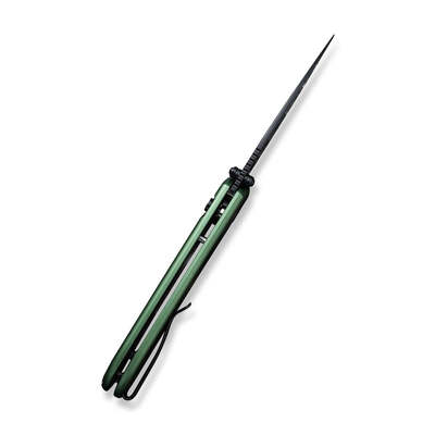 CIVIVI Qubit Green Aluminum Handle Black Hand Rubbed Damascus Blade C22030E-DS1 - KNIFESTOCK