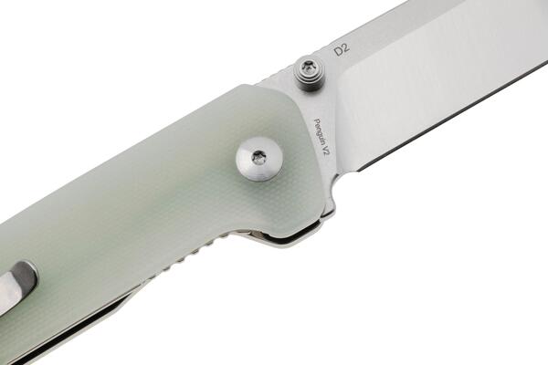 QPS Penguin V2 D2, 2-Ton-Finish Stonewash - Satin, Griff: Jade G10 QS130V2-G1 - KNIFESTOCK