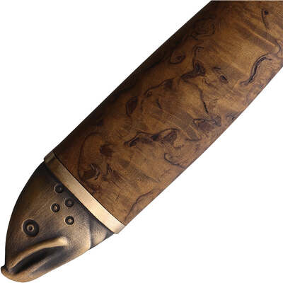 Marttiini Salmon knife stainless steel/heat treated curly birch* &amp; bronze/leather 552010 - KNIFESTOCK