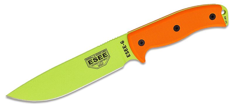 ESEE Model 6 Venom Green Blade, Orange G10 ESEE-6P-VG - KNIFESTOCK