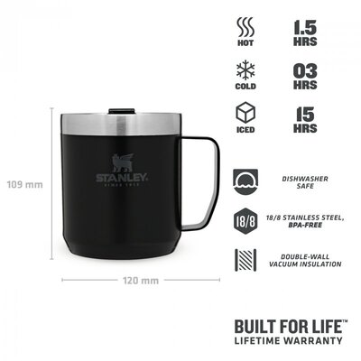 Stanley Classic Series Camping Mug - Matte Black 0.35l - KNIFESTOCK