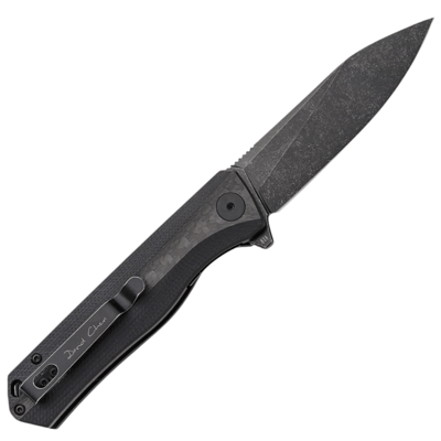 Petrified Fish PF818 Forward Black Stonewashed D2 Carbon Fiber With Black G10 PF818CDW - KNIFESTOCK