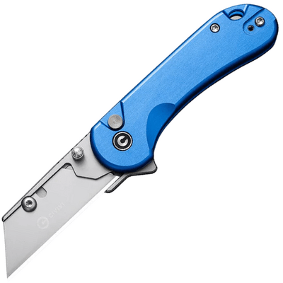 CIVIVI Elementum Utility Blue Aluminum Handle Stonewashed S/S Blade Holder Plain - KNIFESTOCK