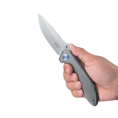 Kubey Ruckus Liner Lock Folding Knife Gray Ti Handle, Bead Blasted CPM 20CV KB314Q - KNIFESTOCK