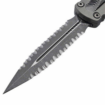 Microtech DIRAC DELTA APOCALYPTIC DOUBLE FULL SERRATE NATURAL CLEAR 227-D12APNC - KNIFESTOCK