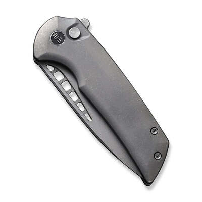 WE Mini Malice Gray Titanium Handle Gray Stonewashed CPM 20CV Blade WE054BL-2 - KNIFESTOCK