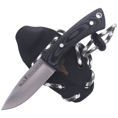 MUELA 71mm blade,Neck Knife,black canvas micarta, KYDEX sheath, paracord PECCARY-8M - KNIFESTOCK