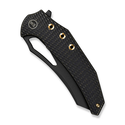 WE Knife Epaulette Diamond Patterned Black Titanium HandleBlack Stonewashed Bohler M390 Blade - KNIFESTOCK