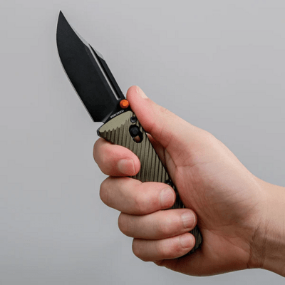 Vosteed Vombat M390 Black Stonewash Aluminum Olive Green A4102 - KNIFESTOCK