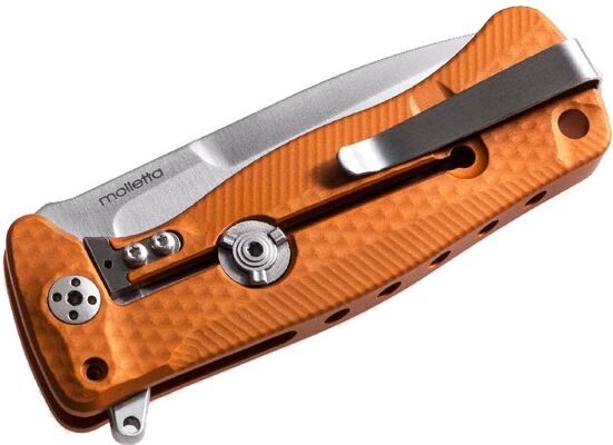 Lionsteel SR FLIPPER ORANGE Aluminum knife, RotoBlock, satin finish blade Sleipner SR22A OS - KNIFESTOCK