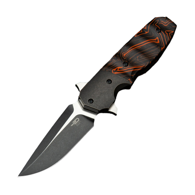 BESTECH FREEFALL S35VN, Black Stonewashed+Flat Satin, Titanium+Black Orange G10, Black BT2007B - KNIFESTOCK