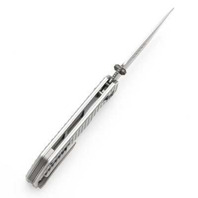 TENABLE KNIVES Eaglestrike Stonewashed Nitro-V 0.118&quot; / 3.0mm Silver Anodized Aluminum T1095V4 - KNIFESTOCK