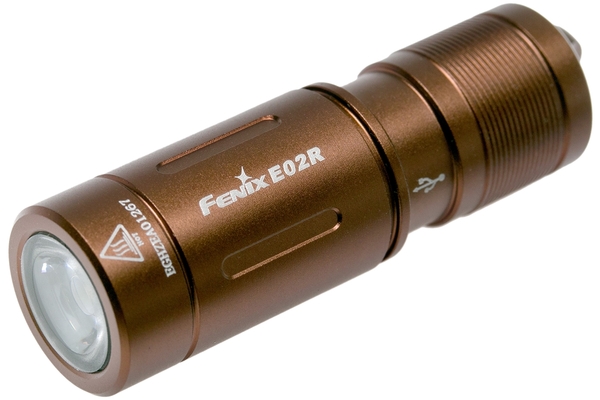 Fenix E02R Rechargeable Mini Flashlight, Brown E02RBRW - KNIFESTOCK