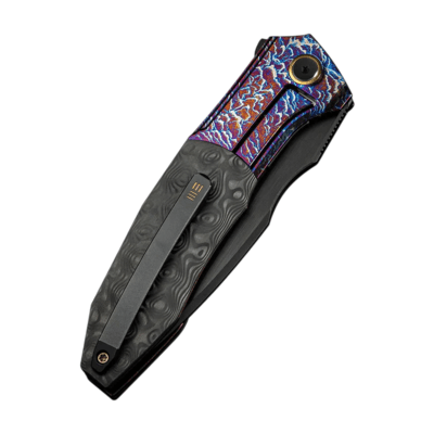 WE Flamed Titanium Handle With Rose Carbon Fiber InlayBlack Stonewashed Bevels, - KNIFESTOCK