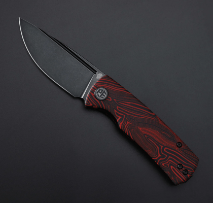 Petrified Fish PFP01XBeluga Black Stonewashed 14C28N Piros Gmascus G10 PFP01XRDMW - KNIFESTOCK