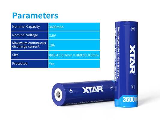 Xtar 18650 3600mAh-XTAR 3600mAh 18650 rechargeable battery - KNIFESTOCK