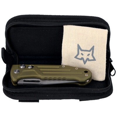 Fox Knives  SMARTY AUTO TACTICAL,N690 STONEWASHED BLD,ALLUMINUM OD GREEN FX-503 ALOD - KNIFESTOCK