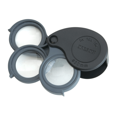 Carson 5x/10x/15x TriView Folding Loupe with Built-in Case TV-15 - KNIFESTOCK