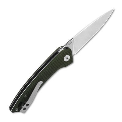 QSP Knife Leopard, Satin 14C28N Blade, Green Micarta Handle QS135-C - KNIFESTOCK