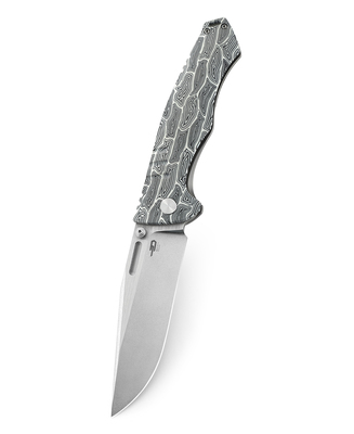 Bestech KEEN II S35VN, Stone Wash +Satin, Black white G10+Titanium, Black+White BT2301C - KNIFESTOCK