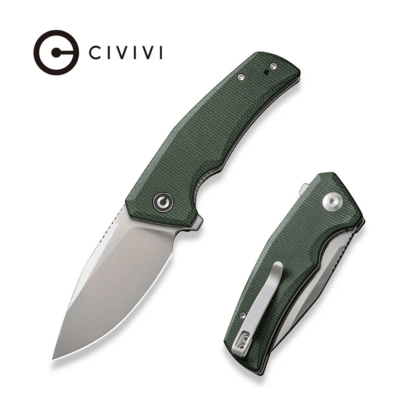 CIVIVI Regulatron Green Canvas Micarta HandleSatin Finished Nitro-V BladeLiner - KNIFESTOCK