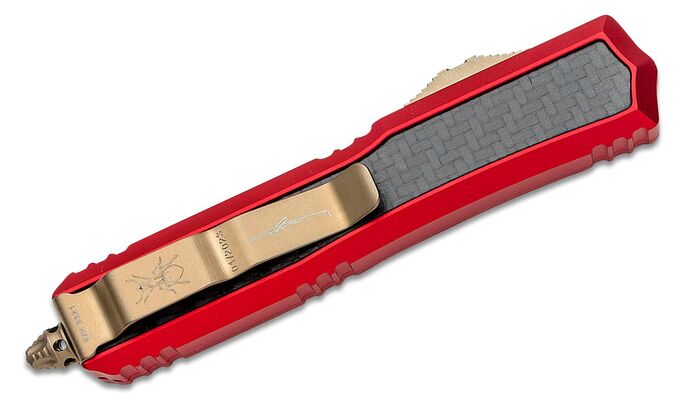 Microtech Makora 2021 Bronze Carbon Fiber Inlay Standard Red 206-13RDCFIS - KNIFESTOCK