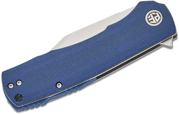 Petrified Fish PFP03 Victor  Stonewash K110 Blue Micarta PFP03BMW - KNIFESTOCK