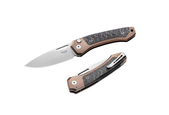 LionSteel Twain CPM MagnaCut Satin, Bronze Titanium / Carbon Fiber Handles TW BR CF - KNIFESTOCK