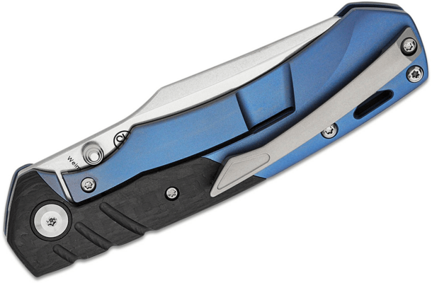 Kansept Weim Stonewashed CPM S35VN Blue Anodized Titanium +  Twill Carbon  Fiber K1051A2 - KNIFESTOCK