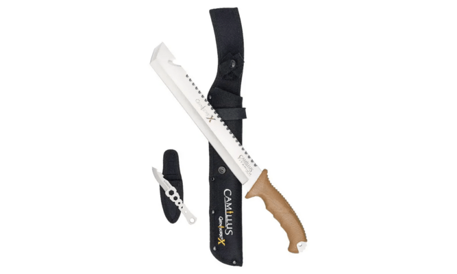 CAMILLUS CARNIVORE X MACHETE / 18&quot; OVERALL / 12&quot; BLADE / 420SS / FULL TANG / BROWN ABS HANDLE / INCL - KNIFESTOCK