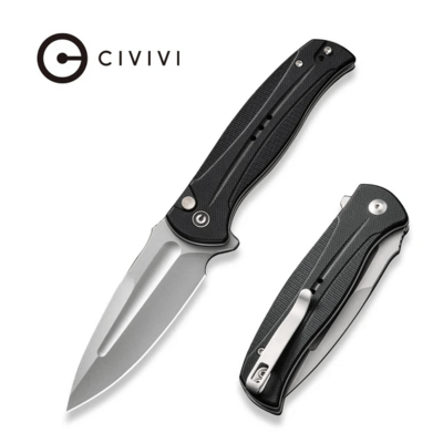 CIVIVI Incindie Black G10 HandleStonewashed 14C28N BladeButton Lock C23053-3 - KNIFESTOCK