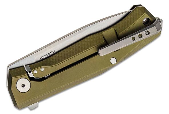 Lionsteel Folding knife STONE WASHED M390 blade, GREEN aluminum handle MT01A GS - KNIFESTOCK