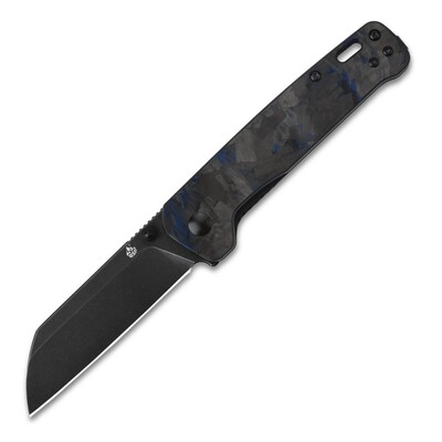QSP Knife Penguin, Black Stonewash D2 Blade, CF Overlay G10 (Blue) Handle QS130-UBL - KNIFESTOCK