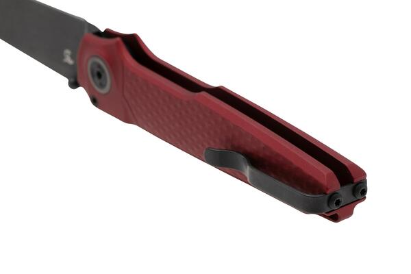MKM MIURA – CPM Magnacut DSW bld - SOLID Red Alu hdl, BUTTON LOCK - REV. S/S CLIP MK MI-ARDB  - KNIFESTOCK