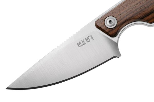 MKM MAKRO 1 – M390 SATIN DROP POINT Fixed bld, SANTOS WOOD hdl, +POCKET LEATHER SHEATH MK MA01-S - KNIFESTOCK