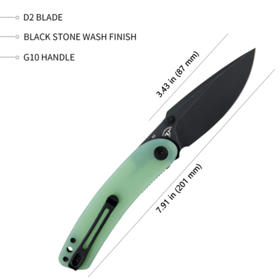KUBEY Momentum Sherif Manganas Design Liner Lock Front Flipper Couteau Pliant Manche Jade G10 KU344C - KNIFESTOCK