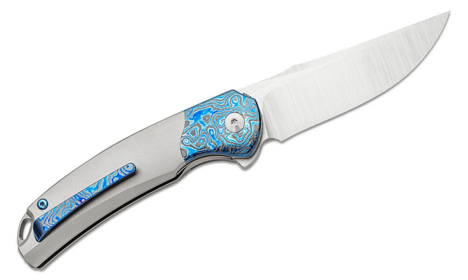 Bestech SUPERNOVA M390, Vertical Satin+flat satin, Titanium+Zirconium Timascus bolster, Grey BT2111D - KNIFESTOCK