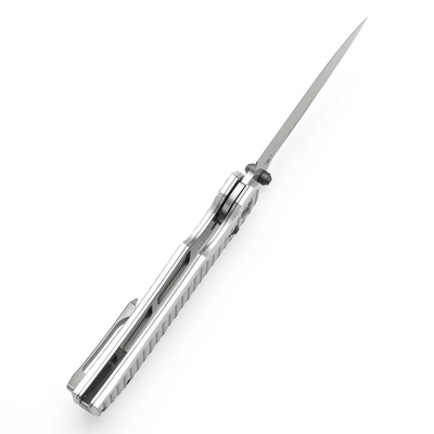 TENABLE KNIVES Eaglestrike Stonewashed Nitro-V 0.118&quot; / 3.0mm Silver Anodized Aluminum T1095V4 - KNIFESTOCK