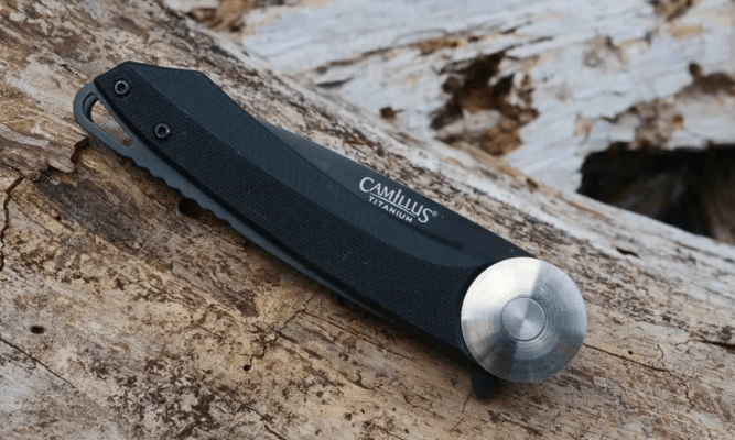 CAMILLUS CIRQUE / 7&quot; OVERALL / 2.75&quot; BLADE / CARBONITRIDE TITANIUM™ / AUS-8 / BLACK CAM-19640 - KNIFESTOCK