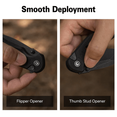 Civivi Triptych Black G10 HandleBlack Stonewashed 14C28N BladeButton Lock - KNIFESTOCK