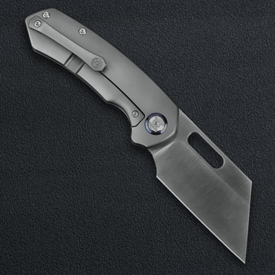 Kunwu Primo Satin VANCRON TC4 Titanium Beadblast Grey handle K710T-1A - KNIFESTOCK