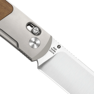 Kizer Tycho S45VN Titanium &amp; Mkuruti Wood - KNIFESTOCK